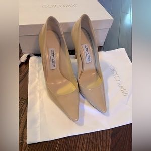 JIMMY CHOO - nude patent pump - size 38 - worn once